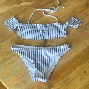 Striped 2 Piece Bikini Set - Size: S
